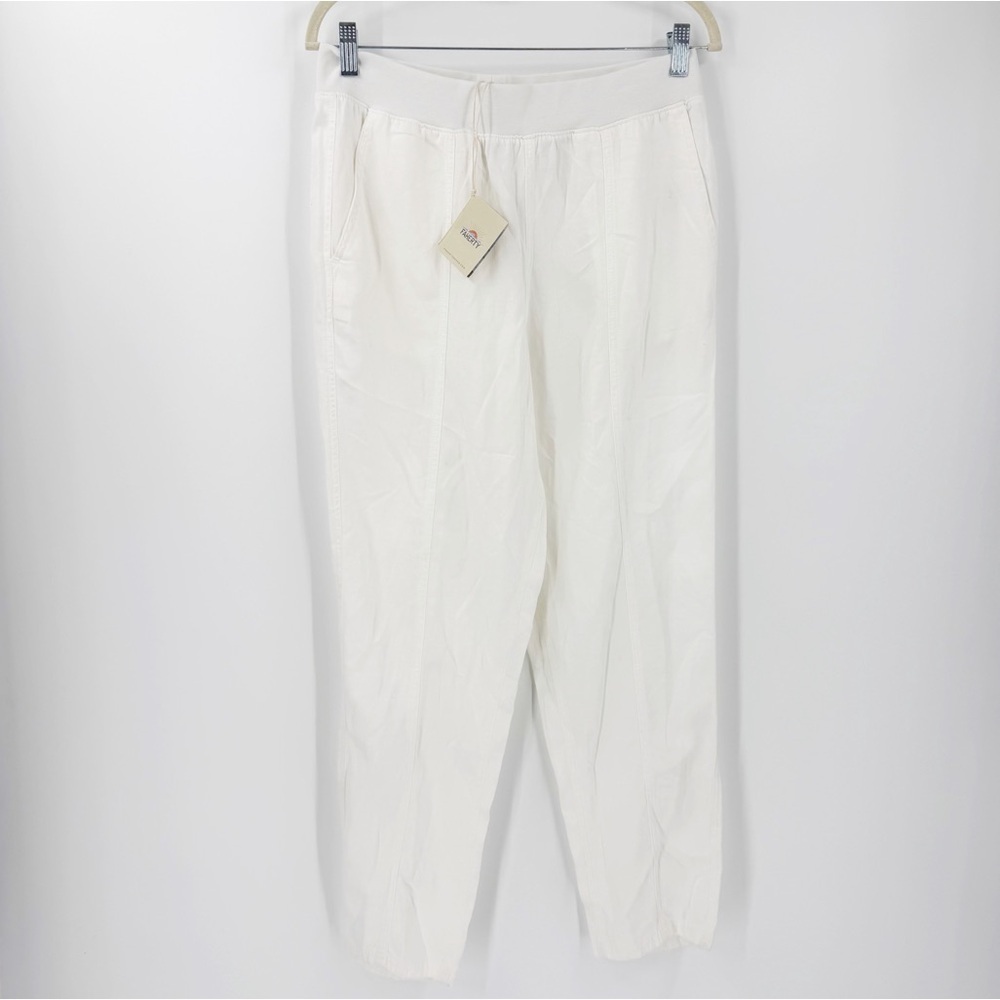 NWT Faherty Arlie Pants White Linen Casual Pull On Tapered Size M Lightweight